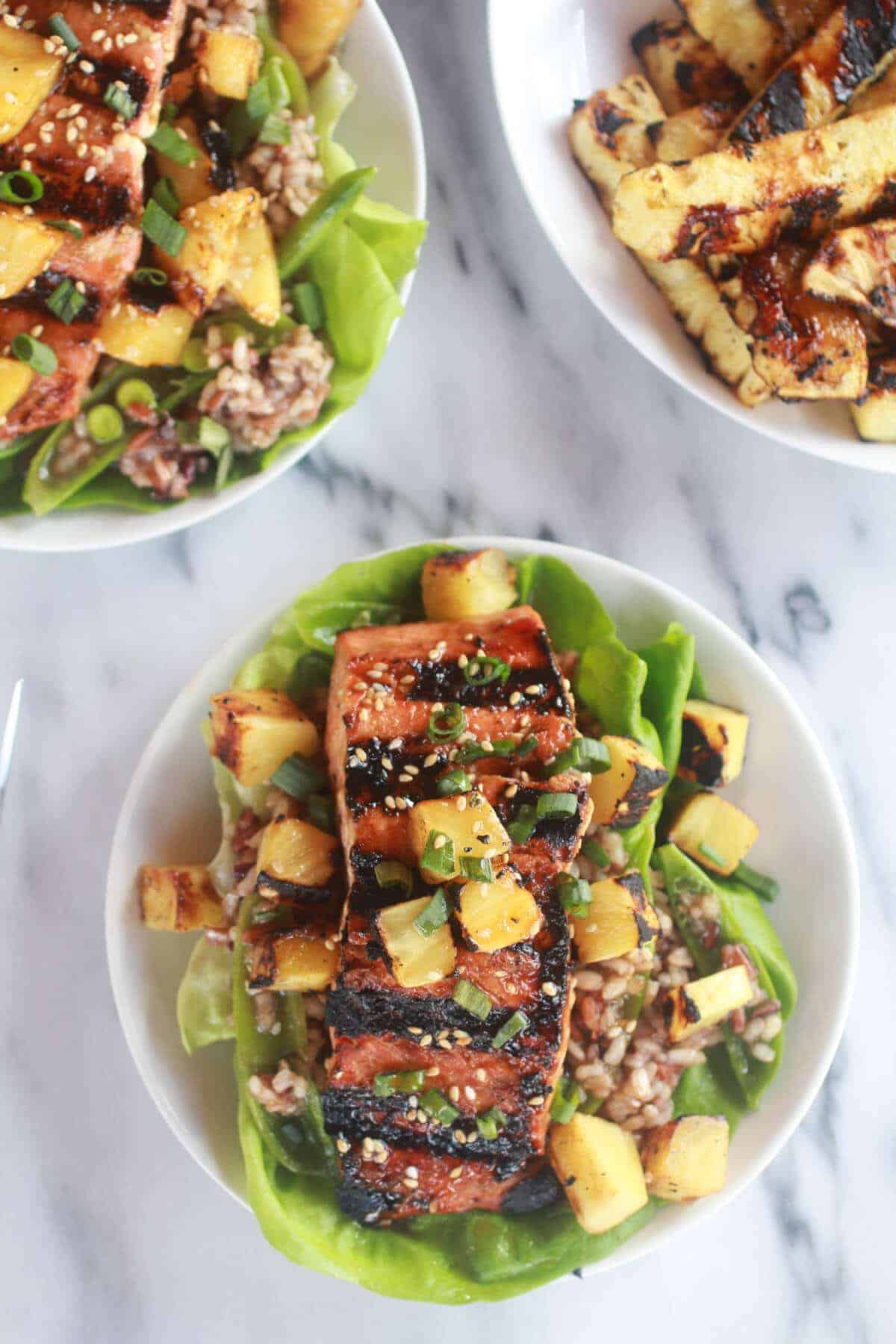 Asian Grilled Salmon Pineapple and Rice Lettuce Wraps-10