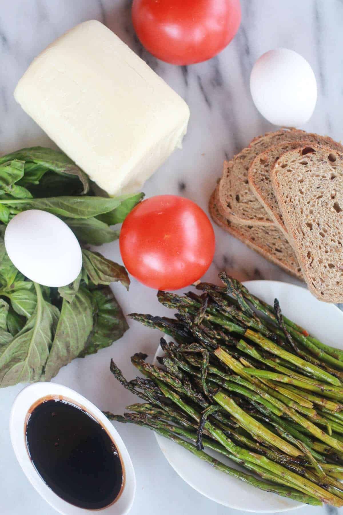 Roasted Asparagus Caprese Melt with Balsamic Drizzle and Fried Egg-2