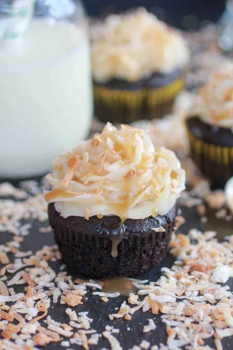 Toasted Coconut Caramel Chocolate Cupcakes-2