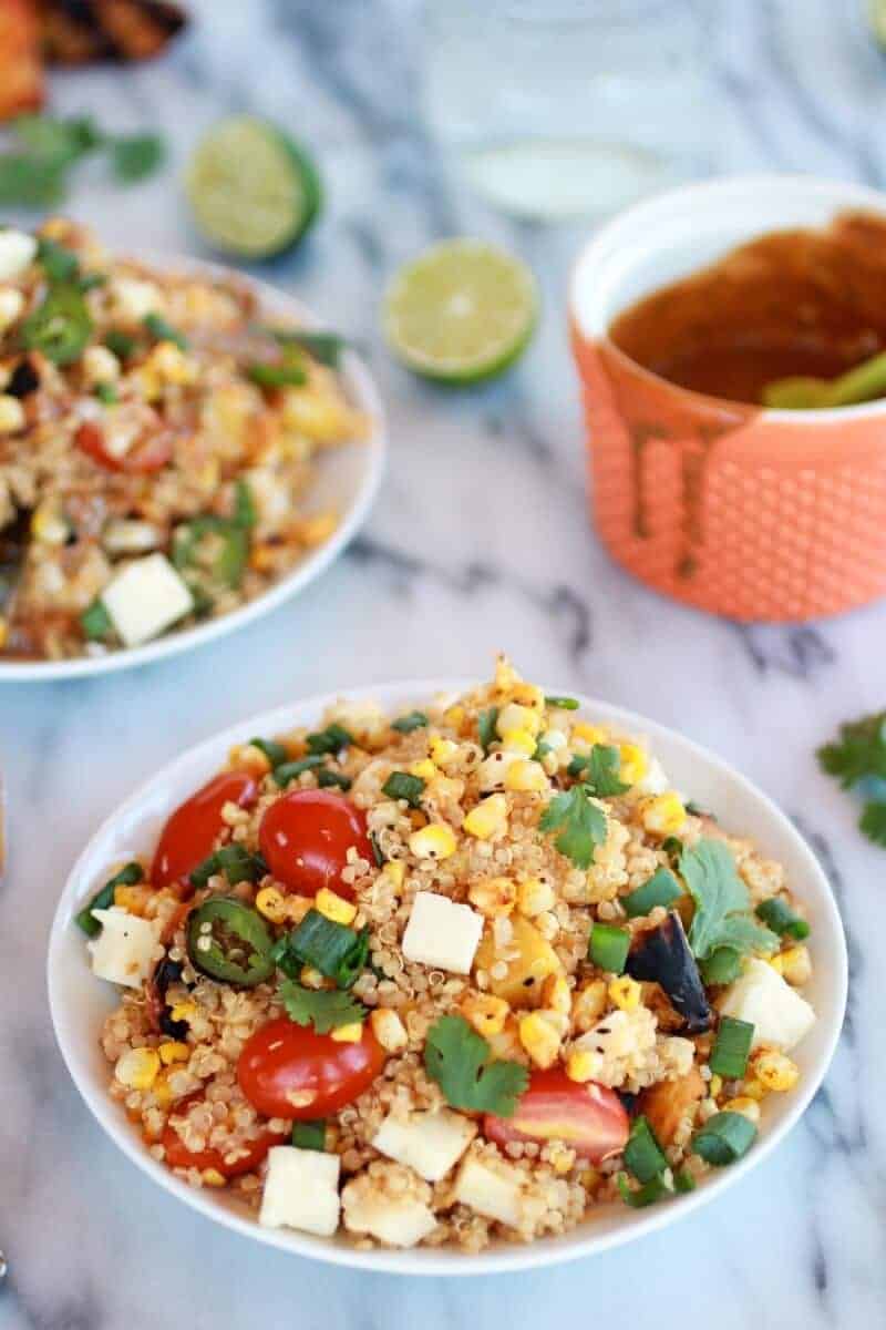 BBQ Grilled Corn, Jalapeño and Peach Quinoa Salad | https://fett-weg.today/