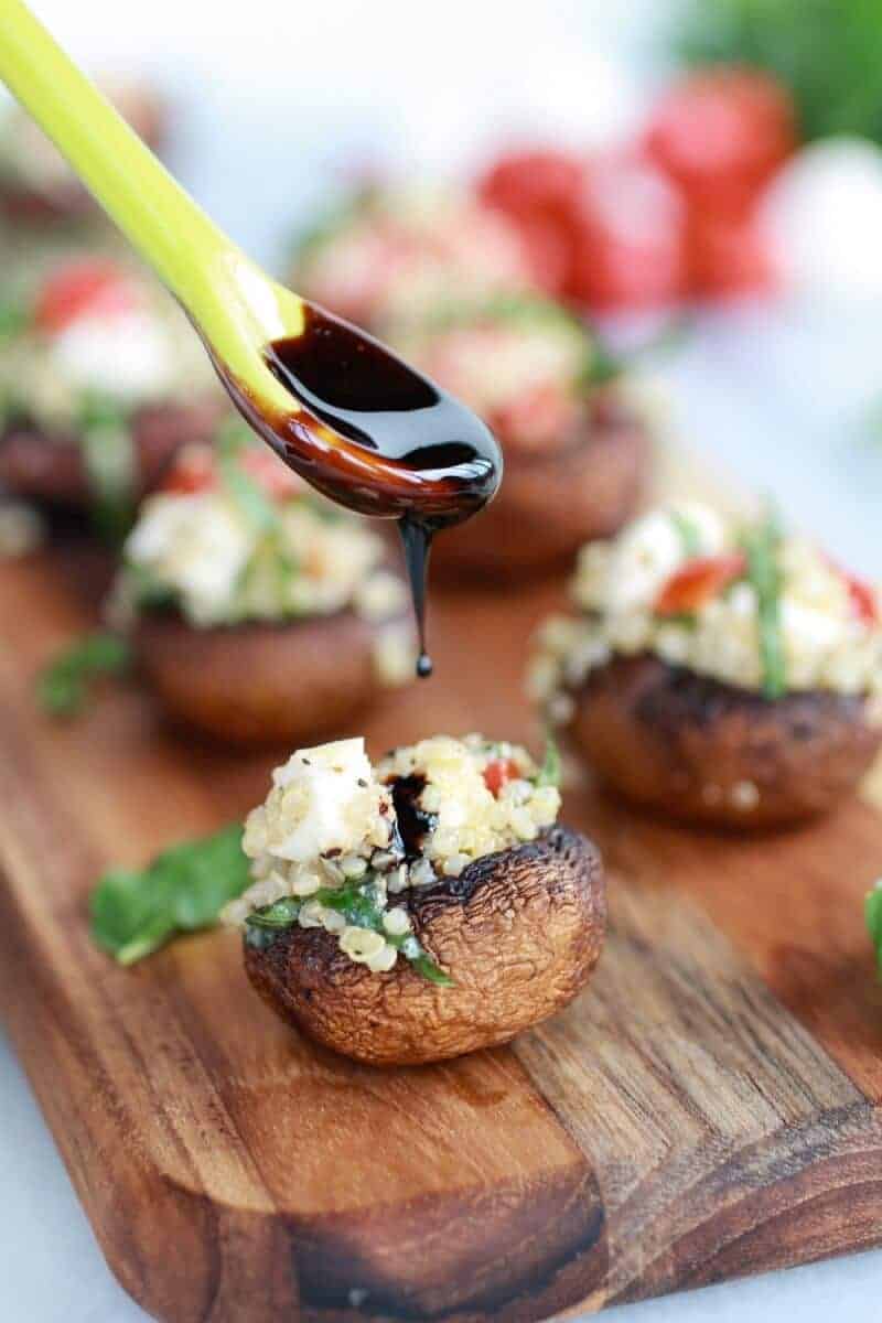 Caprese Quinoa Grilled Stuffed Mushrooms with Balsamic Glaze | https://fett-weg.today/