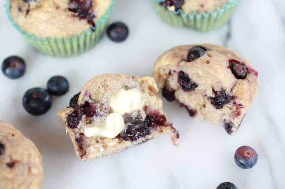 Whole Wheat Caramelized Blueberry Loaded Muffins | https://fett-weg.today/
