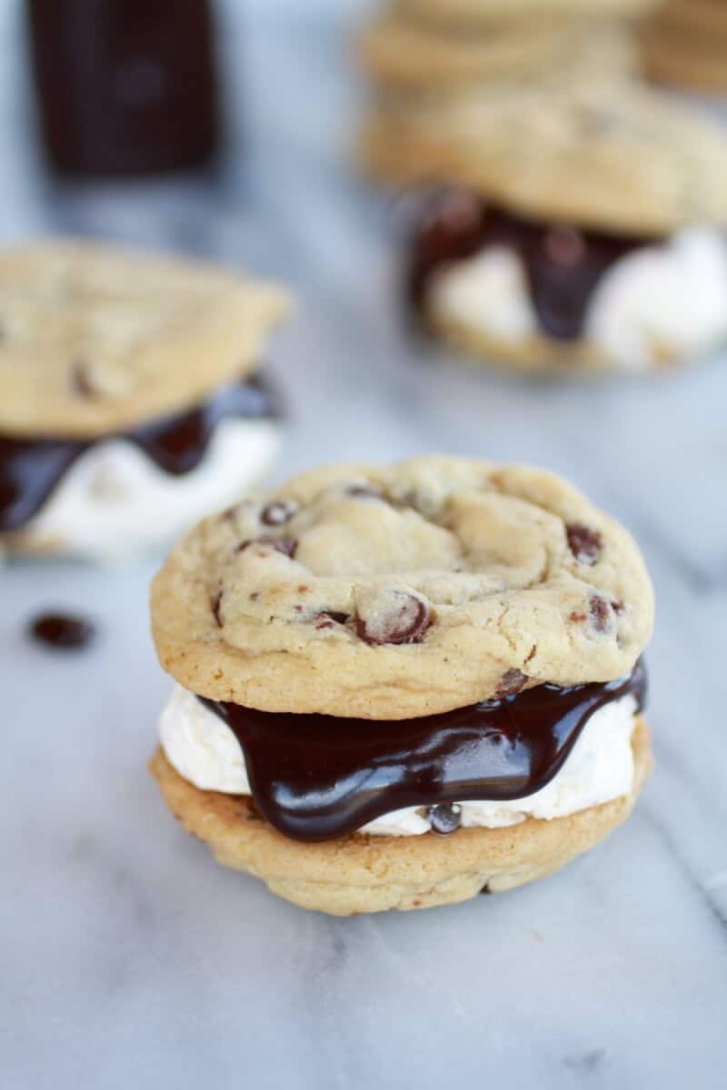 Hot Fudge Chocolate Chip Cookie Cookie Dough Ice Cream Sandwich | https://fett-weg.today/