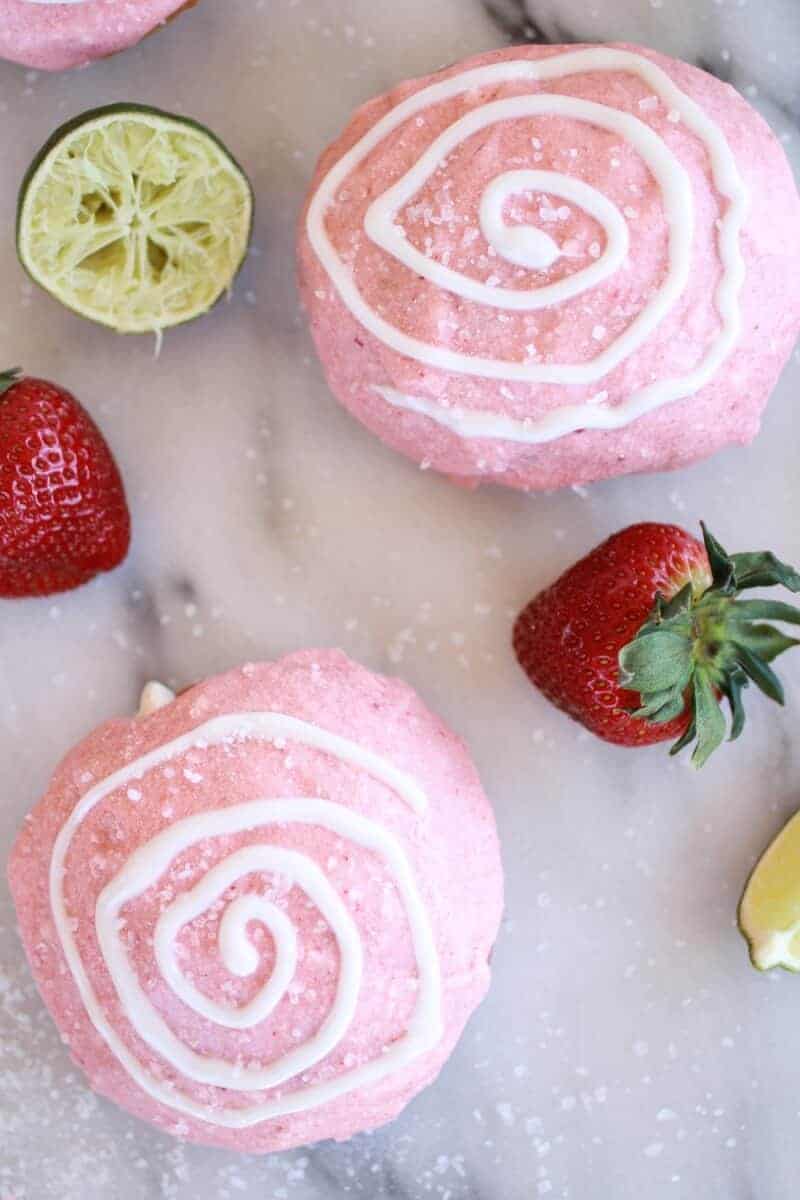 Strawberry Margarita Cream Filled Donuts
