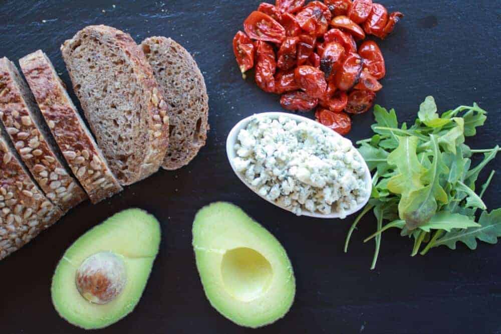 Blue Cheese + Smashed Avocado Roasted Tomato Grilled Cheese | halfbakedharvest.com/