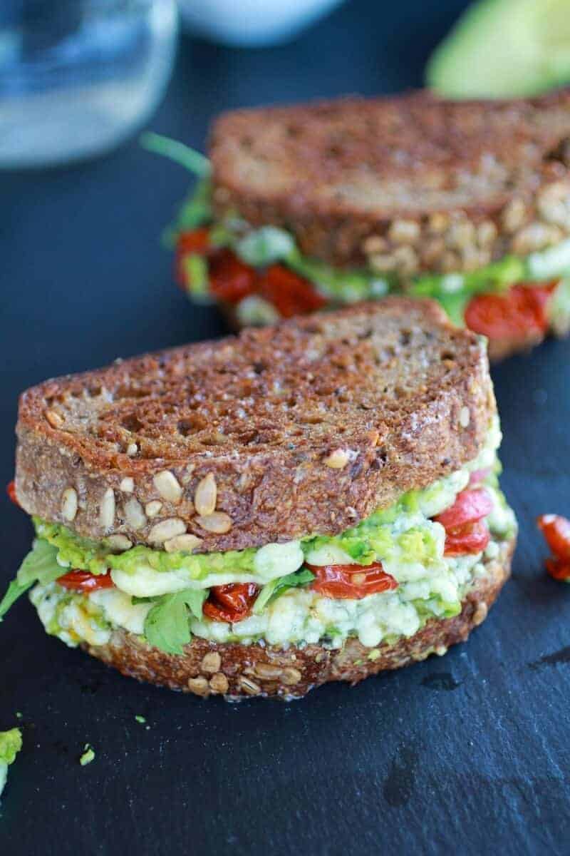Blue Cheese + Smashed Avocado Roasted Tomato Grilled Cheese | halfbakedharvest.com/