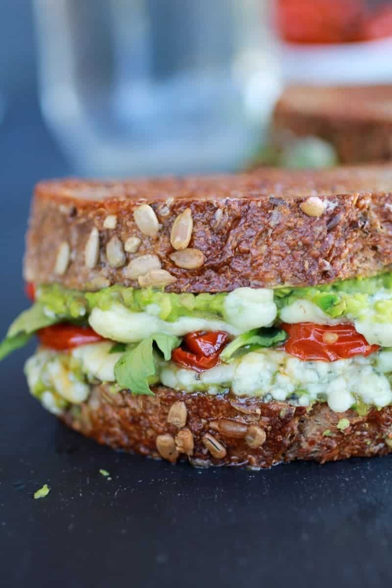 Blue Cheese + Smashed Avocado Roasted Tomato Grilled Cheese | halfbakedharvest.com/