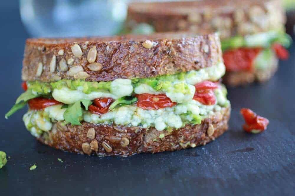 Blue Cheese + Smashed Avocado Roasted Tomato Grilled Cheese | halfbakedharvest.com/