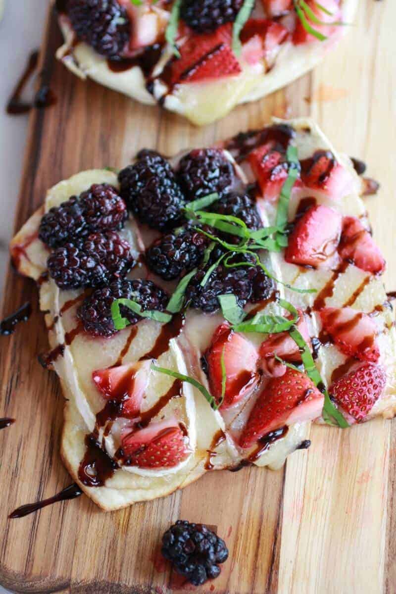 Grilled Blackberry, Strawberry, Basil and Brie Pizza Crisp | halfbakedharvest.com