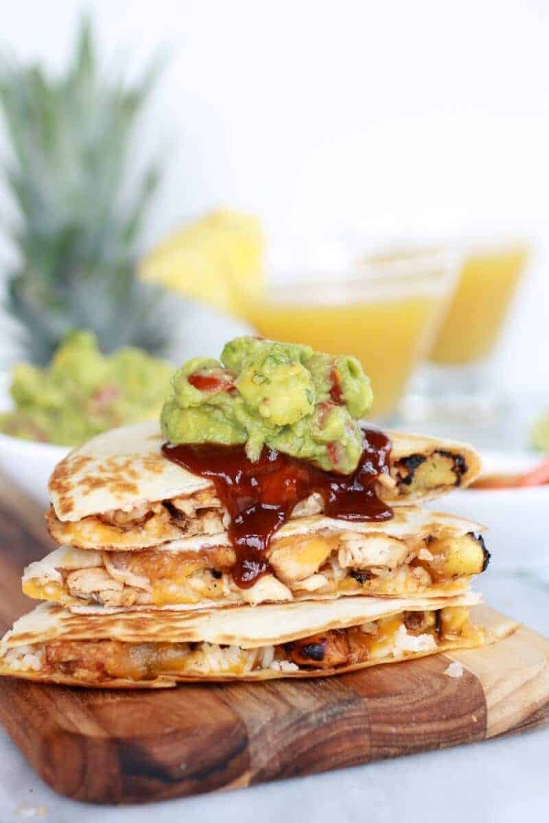 Hawaiian BBQ Quesadillas with Pineapple-Mango Guacamole | halfbakedharvest.com