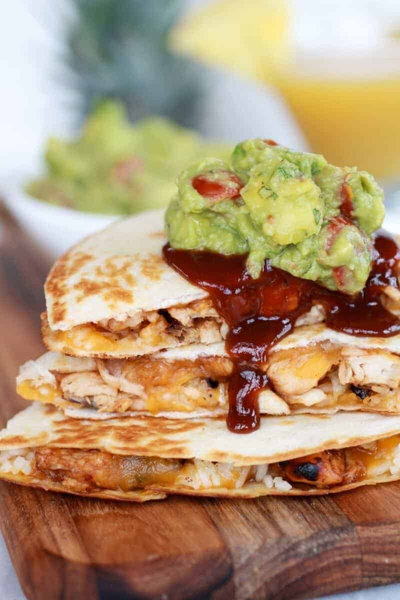 Hawaiian BBQ Quesadillas with Pineapple-Mango Guacamole | halfbakedharvest.com