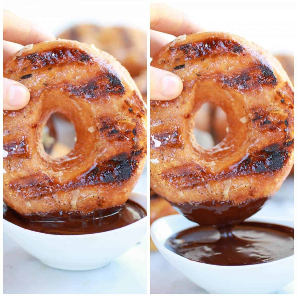 Grilled Espresso Glazed Coconut Doughnuts with Mocha Coconut Ganache | halfbakedharvest.com
