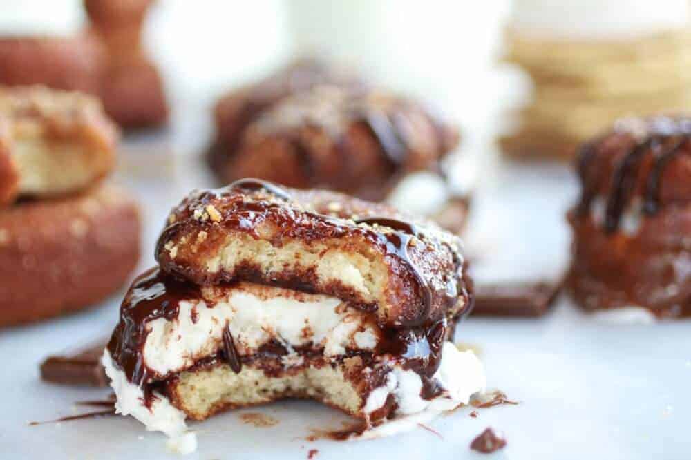 S'more Doughnut Sandwich With Easy Homemade Beer Marshmallows | .halfbakedharvest.com/