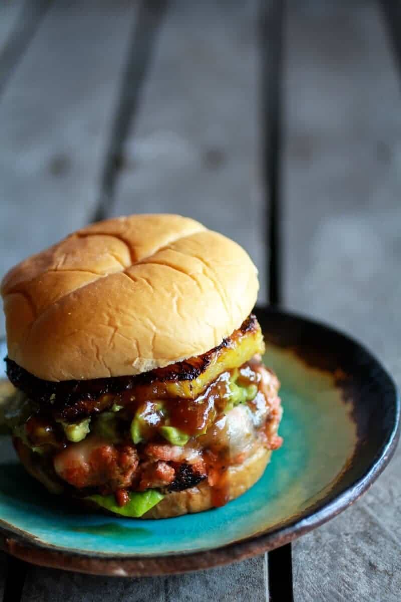 Hawaiian BBQ Salmon Burgers with Coconut Caramelized Pineapple | halfbakedharvest.com