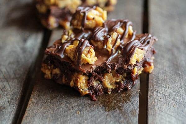 Chewy Chocolate Drenched Peanut Butter Cornflake Crunch Fudge Brownies | halfbakedharvest.com