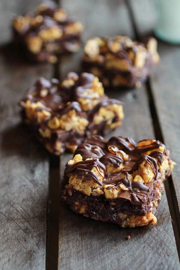 Chewy Chocolate Drenched Peanut Butter Cornflake Crunch Fudge Brownies | halfbakedharvest.com