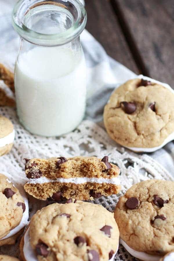 Chocolate Chip Banana FlufferNutter Sandwich Cookies | halfbakedharvest.com
