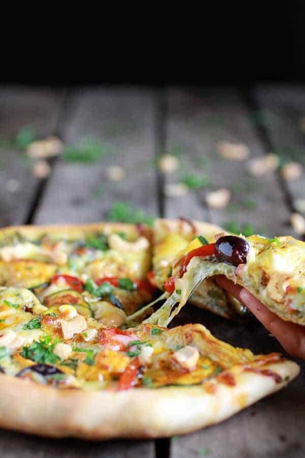 Moroccan Roasted Garlic Pesto and Cashew Pizza | halfbakedharvest.com