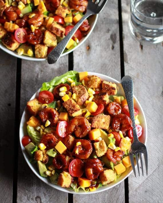 Spicy Beer and Butter Shrimp + Cornbread Panzanella Salad | halfbakedharvest.com