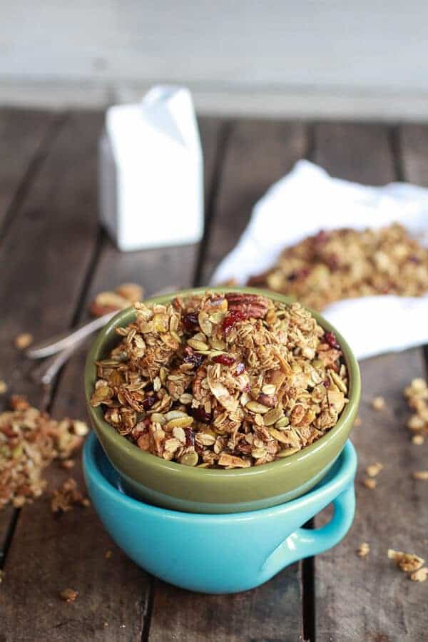 Brown Butter Pumpkin Seed and Espresso Glazed Big Cluster Granola | halfbakedharvest.com