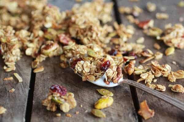Brown Butter Pumpkin Seed and Espresso Glazed Big Cluster Granola | halfbakedharvest.com