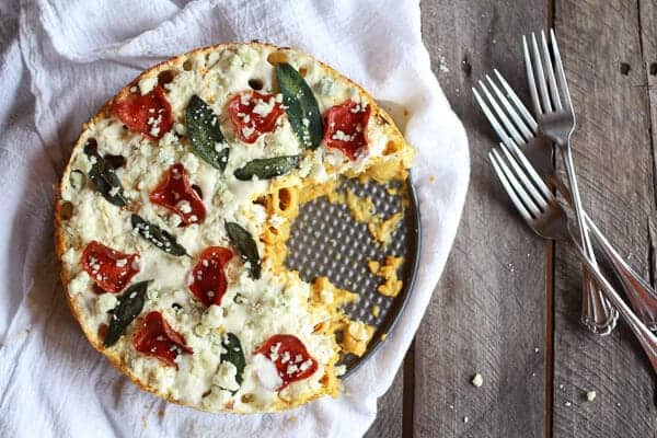 Butternut Squash and Gorgonzola Rigatoni Pasta Pie with Fried Sage | halfbakedharvest.com