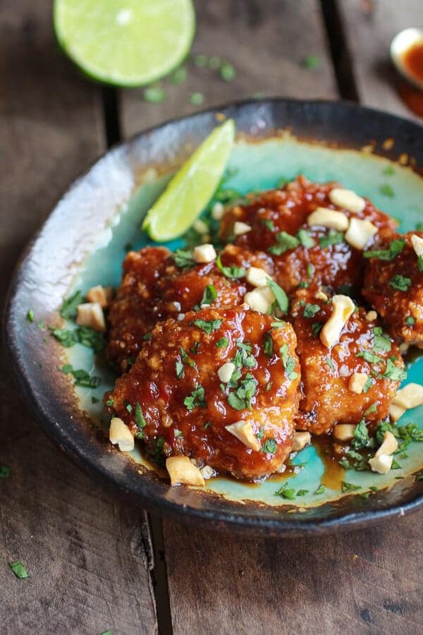 Sweet and Sour Sticky Thai Boneless Oven Baked Chicken Wings | halfbakedharvest.com