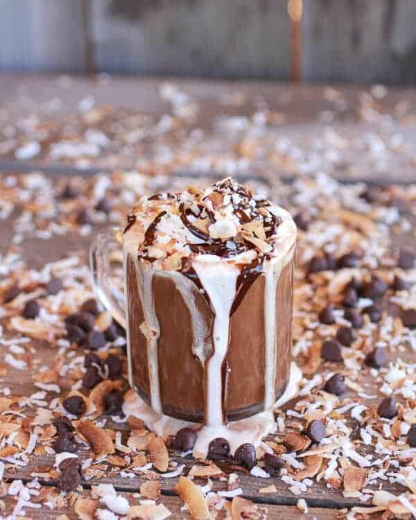 Toasted Coconut Chocolate Pumpkin Spice Latte with Chocolate Drizzle | halfbakedharvest.com