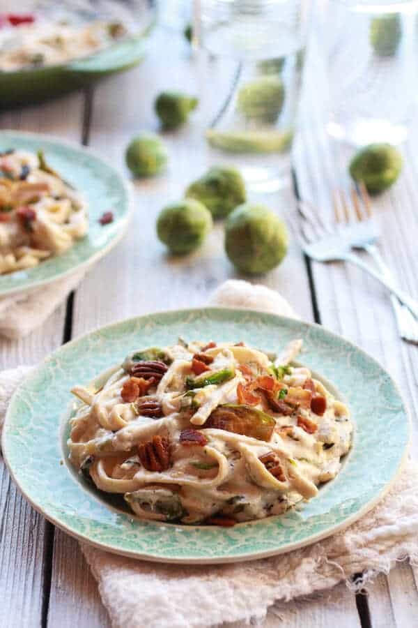 Caramelized Brussels Sprouts and Bacon Fettuccine Alfredo | halfbakedharvest.com