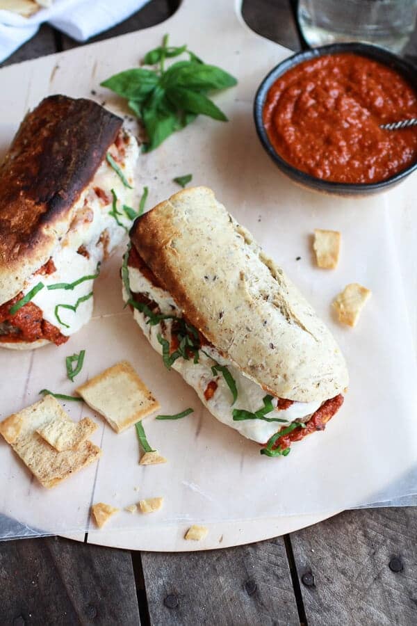 Easy Burrata Cheese Stuffed Spicy Meatball Subs | halfbakedharvest.com