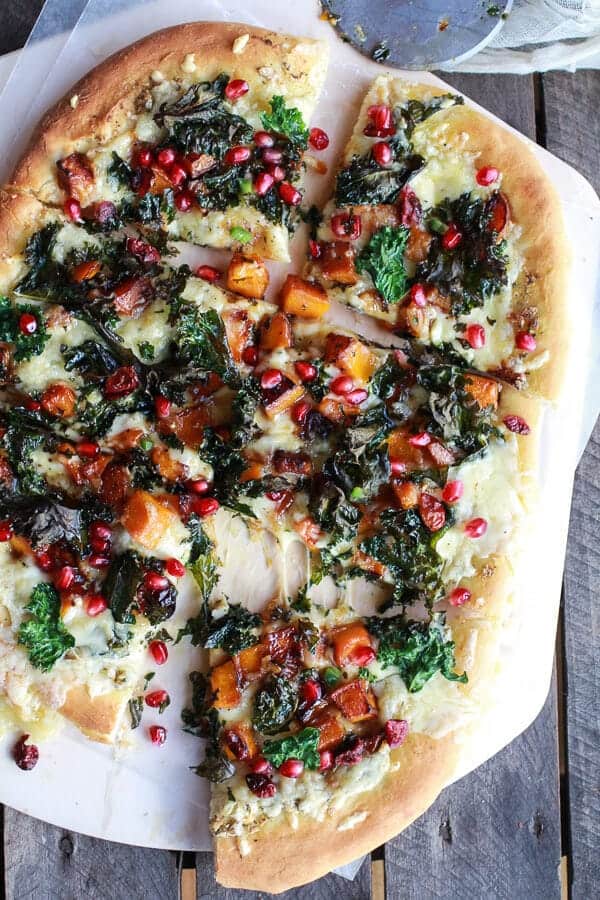 Caramelized Butternut, Crispy Kale + Fontina Pizza | halfbakedharvest.com
