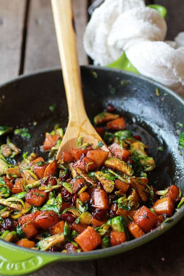 Cranberry, Butternut and Brussels Sprout Brie Skillet Nachos | halfbakedharvest.com