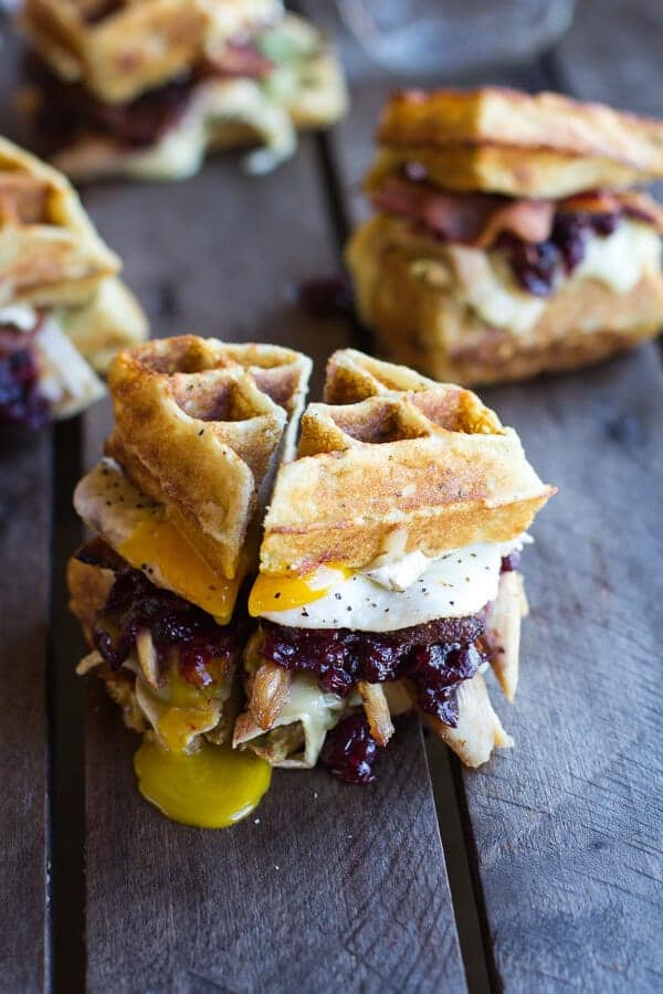 Turkey, Smashed Avocado, Cranberry, Brie and Mashed Potato Waffle Melts | halfbakedharvest.com