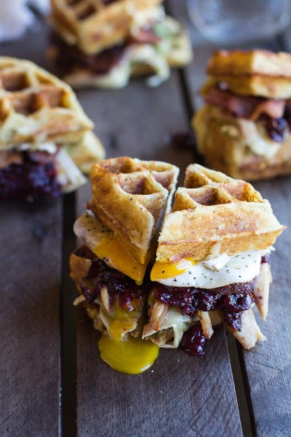 Turkey, Smashed Avocado, Cranberry, Brie and Mashed Potato Waffle Melts | halfbakedharvest.com