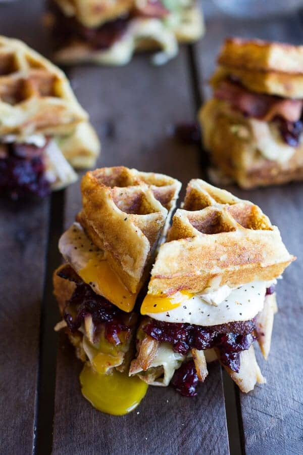 Turkey, Smashed Avocado, Cranberry, Brie and Mashed Potato Waffle Melts | halfbakedharvest.com @hbharvest