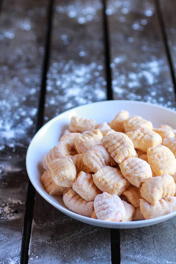 Crispy Brown Butter Sweet Potato Gnocchi with Balsamic Caramelized Mushrooms + Goat Cheese | halfbakedharvest.com