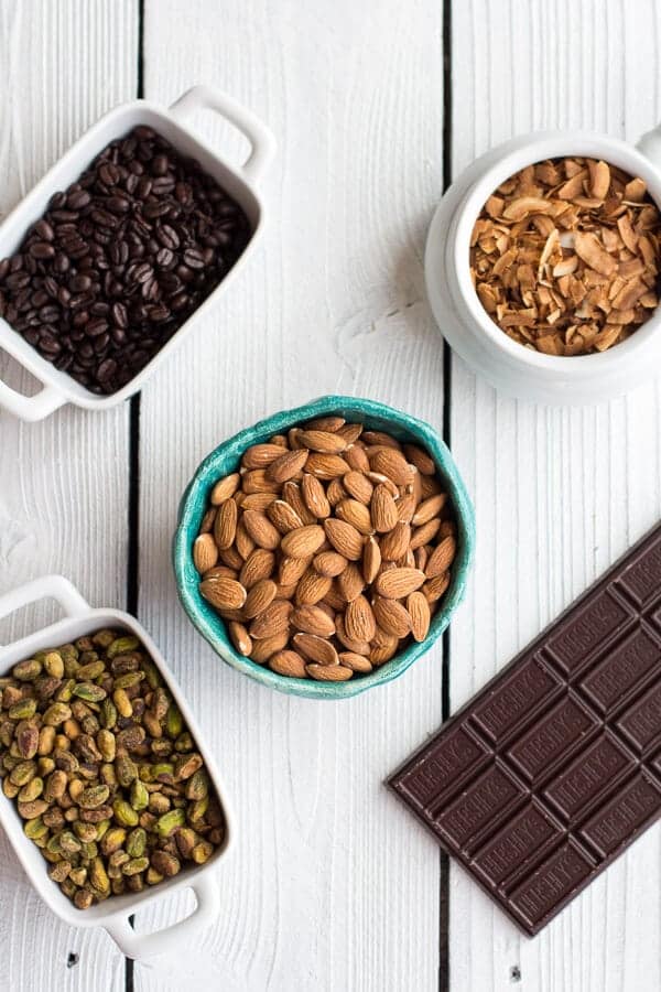Coffee Roasted Almond + Toasted Coconut Dark Chocolate Bark | halfbakedharvest.com