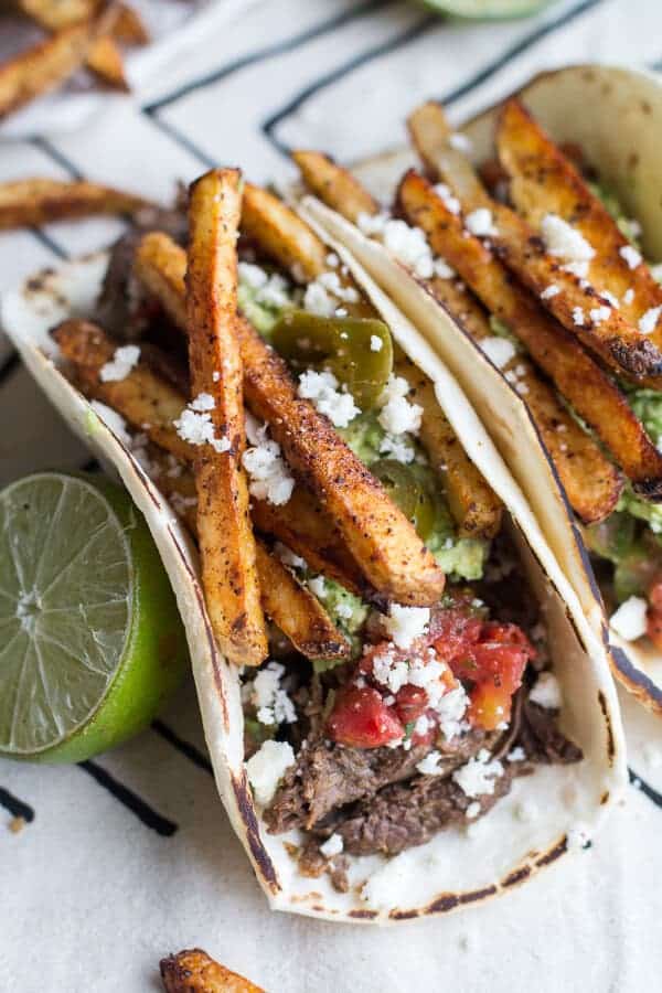 Loaded Crockpot Carne Asada Tacos | halfbakedharvest.com @hbharvest
