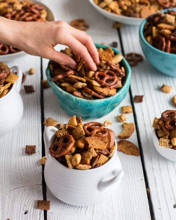 Mom's Secret Christmas Eve Chex Mix | halfbakedharvest.com