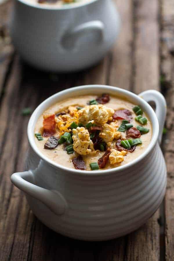 Cheddar Ale Soup with Chili Cheese Popcorn | halfbakedharvest.com
