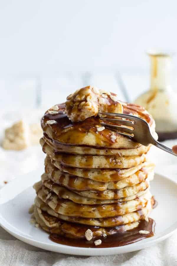 Rice Krispie Treat Pancakes with Browned Butter Syrup | halfbakedharvest.com