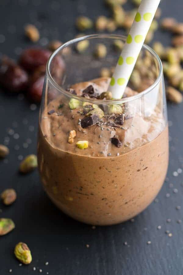 Thick + Creamy Chocolate Pistachio Chia Shake | halfbakedharvest.com