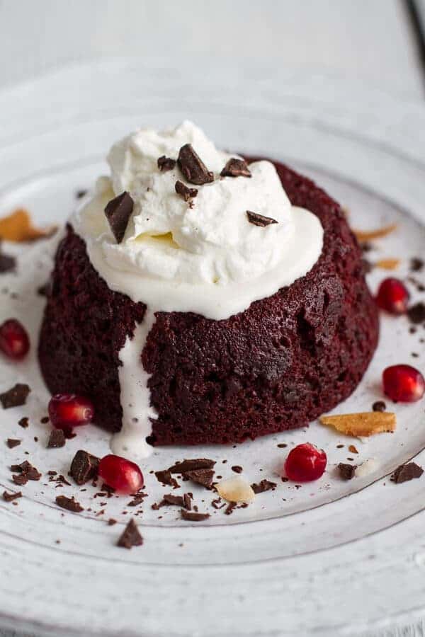 Red Velvet Molten Chocolate Lava Cakes with Chocolate Ganache Center | halfbakedharvest.com