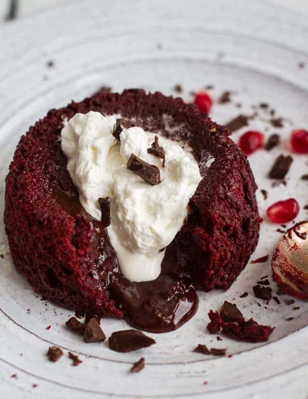 Red Velvet Molten Chocolate Lava Cakes with Chocolate Ganache Center | halfbakedharvest.com