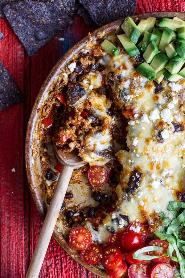 Cheesy Black Bean + Quinoa Taco Bake | halfbakedharvest.com