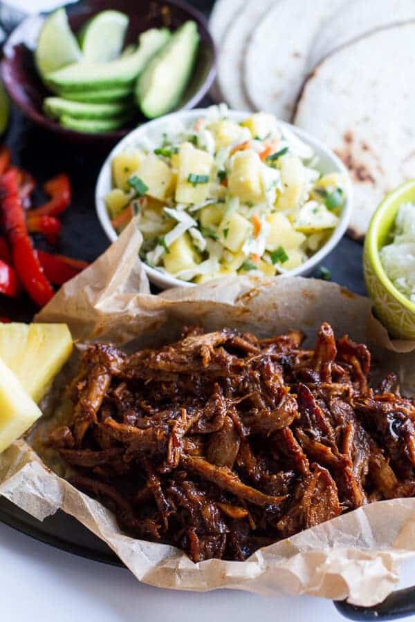 Hawaiian Hula Pork Fajitas with Pineapple Slaw + Coconut Rice | halfbakedharvest.com