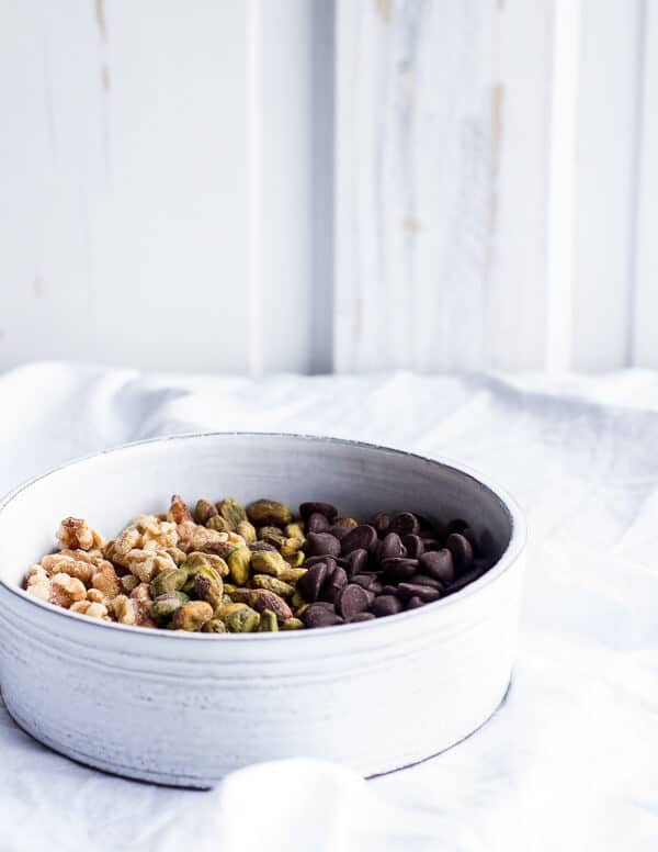 Chocolate Chip Lemon Baklava Pancakes with Salted Vanilla Honey Syrup | halfbakedharvest.com