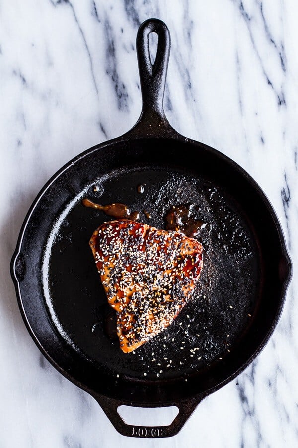 Seared Ahi Tuna Poke Salad with Hula Ginger vinaigrette + Wonton Crisps | halfbakedharvest.com