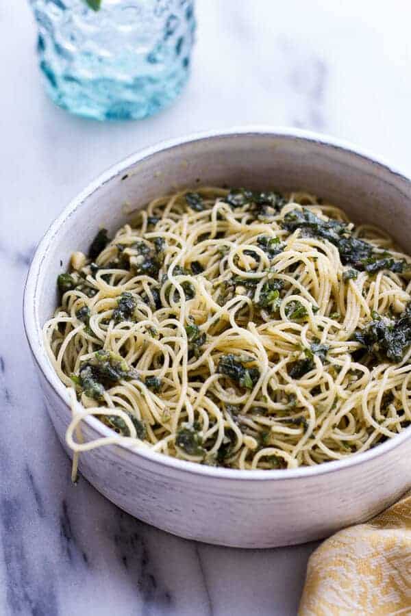 20 Minute Brown Butter Chunky Basil Pesto Pasta | halfbakedharvest.com