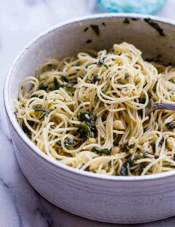 20 Minute Brown Butter Chunky Basil Pesto Pasta | halfbakedharvest.com